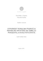 Otpornost ruralnih područja Republike Hrvatske na temelju pokazatelja kvalitete života