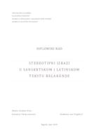 Stereotipni izrazi u sanskrtskom i latinskom tekstu Bālakāṇḍe