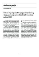 Nakon imperija: refleksije postimperijalnog stanja u srednjoeuropskim književnostima nakon 1918.