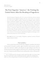 The Post-Yugoslav “America”: Re-Visiting the United States After the Breakup of Yugoslavia