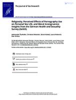 Religiosity, Perceived Effects of Pornography Use on Personal Sex Life, and Moral Incongruence: Insights from the German Health and Sexuality Survey (GeSiD)