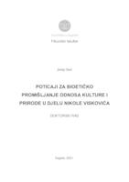 Poticaji za bioetičko promišljanje odnosa kulture i prirode u djelu Nikole Viskovića