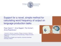 Support for a novel, simple method for calculating word frequency of output on language production tasks