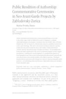 Public Rendition of Authorship: Commemorative Ceremonies in Neo-Avant-Garde Projects by Zabludovsky-Zorica