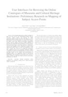 User Interfaces for Browsing the Online Catalogues of Museums and Cultural Heritage Institutions: Preliminary Research on Mapping of Subject Access Points