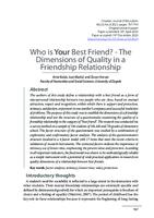 Who is Your Best Friend? - The Dimensions of Quality in a Friendship Relationship