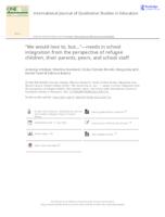 “We would love to, but…”—needs in school integration from the perspective of refugee children, their parents, peers, and school staff