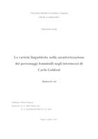 Le varietà linguistiche nella caratterizzazione dei personaggi femminili negli intermezzi di Carlo Goldoni