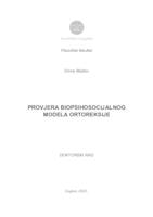 Provjera biopsihosocijalnog modela ortoreksije
