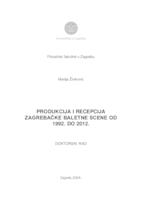 prikaz prve stranice dokumenta Produkcija i recepcija zagrebačke baletne scene od 1992. do 2012.