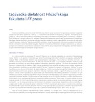 prikaz prve stranice dokumenta Izdavačka djelatnost Filozofskoga fakulteta i FF press