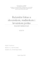 prikaz prve stranice dokumenta Rečenični fokus u slovenskom, mađarskom i hrvatskom jeziku