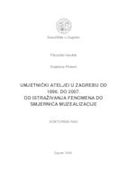 prikaz prve stranice dokumenta Umjetnički ateljei u Zagrebu od 1896. do 2007.