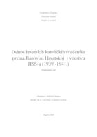 prikaz prve stranice dokumenta Odnos hrvatskih katoličkih svećenika prema Banovini Hrvatskoj i vodstvu HSS-a (1939.-1941.)
