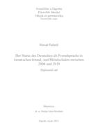 prikaz prve stranice dokumenta Der Status des Deutschen als Fremdsprache in kroatischen Grund- und Mittelschulen zwischen 2004 und 2019