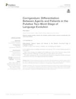prikaz prve stranice dokumenta Corrigendum: Differentiation between agents and patients in the putative two-word stage of language evolution
