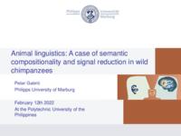 prikaz prve stranice dokumenta Animal linguistics: A case of semantic compositionality and signal reduction in wild chimpanzees