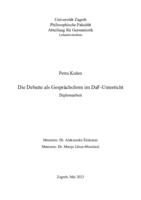 prikaz prve stranice dokumenta Die Debatte als Gesprächsform im DaF-Unterricht