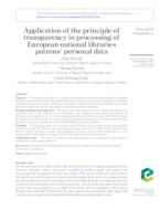 prikaz prve stranice dokumenta Application of the principle of transparency in processing of European national libraries patrons' personal data