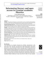 prikaz prve stranice dokumenta Information literacy and open access in Croatian academic libraries