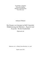 prikaz prve stranice dokumenta Der Einsatz von Literatur im DaF-Unterricht: Didaktisierung des Märchens „Regotsch und Kosjenka“ für die Grundschule